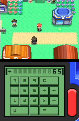 Pokémon Diamond screenshot: pixel art, low-poly, three-quarter, fixed camera, black outlines, baked lighting (environment, ui / menu)
