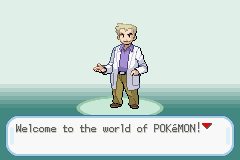Pokémon LeafGreen Version screenshot: pixel art, three-quarter, colored outlines (character, cutscene)