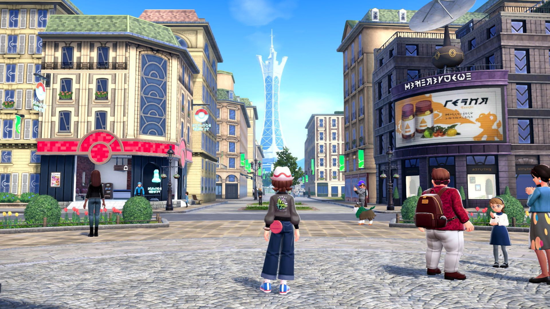 Pokémon Legends: Z-A screenshot: stylized 3d, third-person, no outlines, soft gradient (environment)