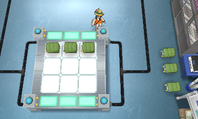 Pokémon Moon screenshot: cel-shaded, third-person, three-quarter, black outlines, two-tone cel (environment, character)