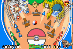 Pokémon Pinball: Ruby & Sapphire screenshot: pixel art, top-down, colored outlines (environment)