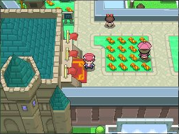 Pokémon Platinum screenshot: pixel art, low-poly, three-quarter, black outlines, baked lighting (environment)