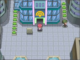 Pokémon Platinum screenshot: pixel art, low-poly, three-quarter, black outlines, baked lighting (environment)