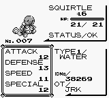 Pokémon Red Version screenshot: pixel art, three-quarter, black outlines (ui / menu, character)