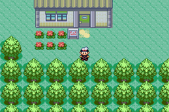 Pokémon Sapphire Version screenshot: pixel art, three-quarter, fixed camera, colored outlines, baked lighting (environment)