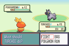 Pokémon Sapphire Version screenshot: pixel art, three-quarter, fixed camera, colored outlines, baked lighting (character, combat, ui / menu)
