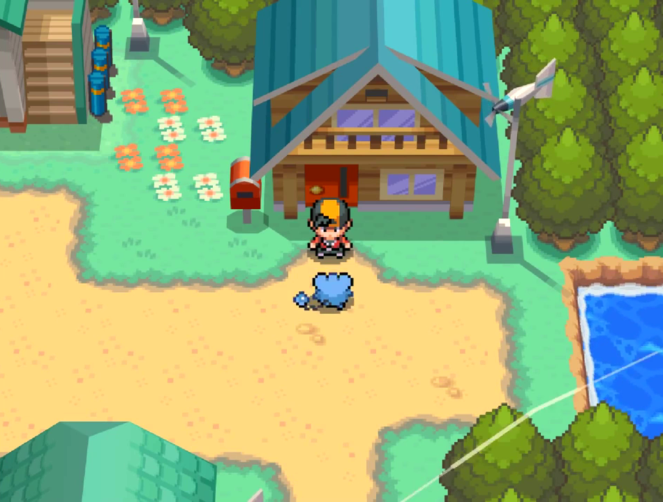 Pokémon SoulSilver Version screenshot: pixel art, low-poly, three-quarter, black outlines, baked lighting (environment)