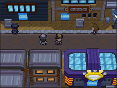 Pokémon SoulSilver Version screenshot: pixel art, low-poly, three-quarter, black outlines, baked lighting (environment)