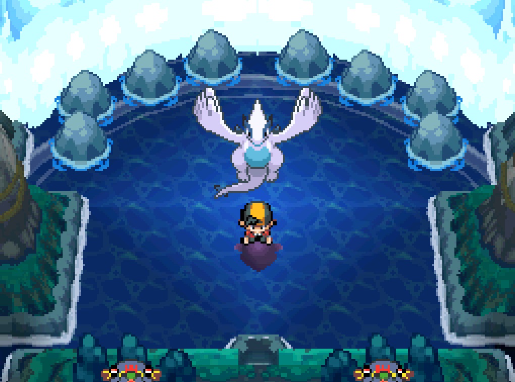 Pokémon SoulSilver Version screenshot: pixel art, low-poly, three-quarter, black outlines, baked lighting (character, cutscene)