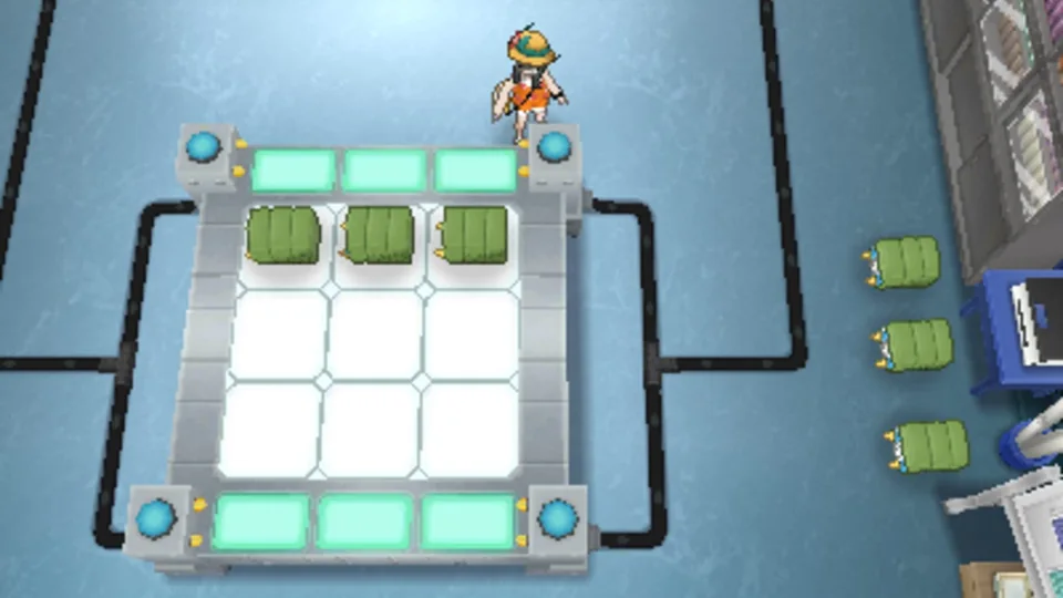 Pokémon Ultra Moon screenshot: cel-shaded, stylized 3d, three-quarter, third-person, top-down, black outlines, two-tone cel (environment)