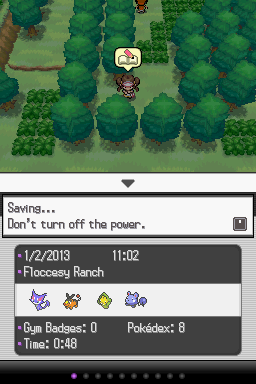 Pokémon White Version 2 screenshot: pixel art, three-quarter, fixed camera, black outlines (environment, ui / menu)