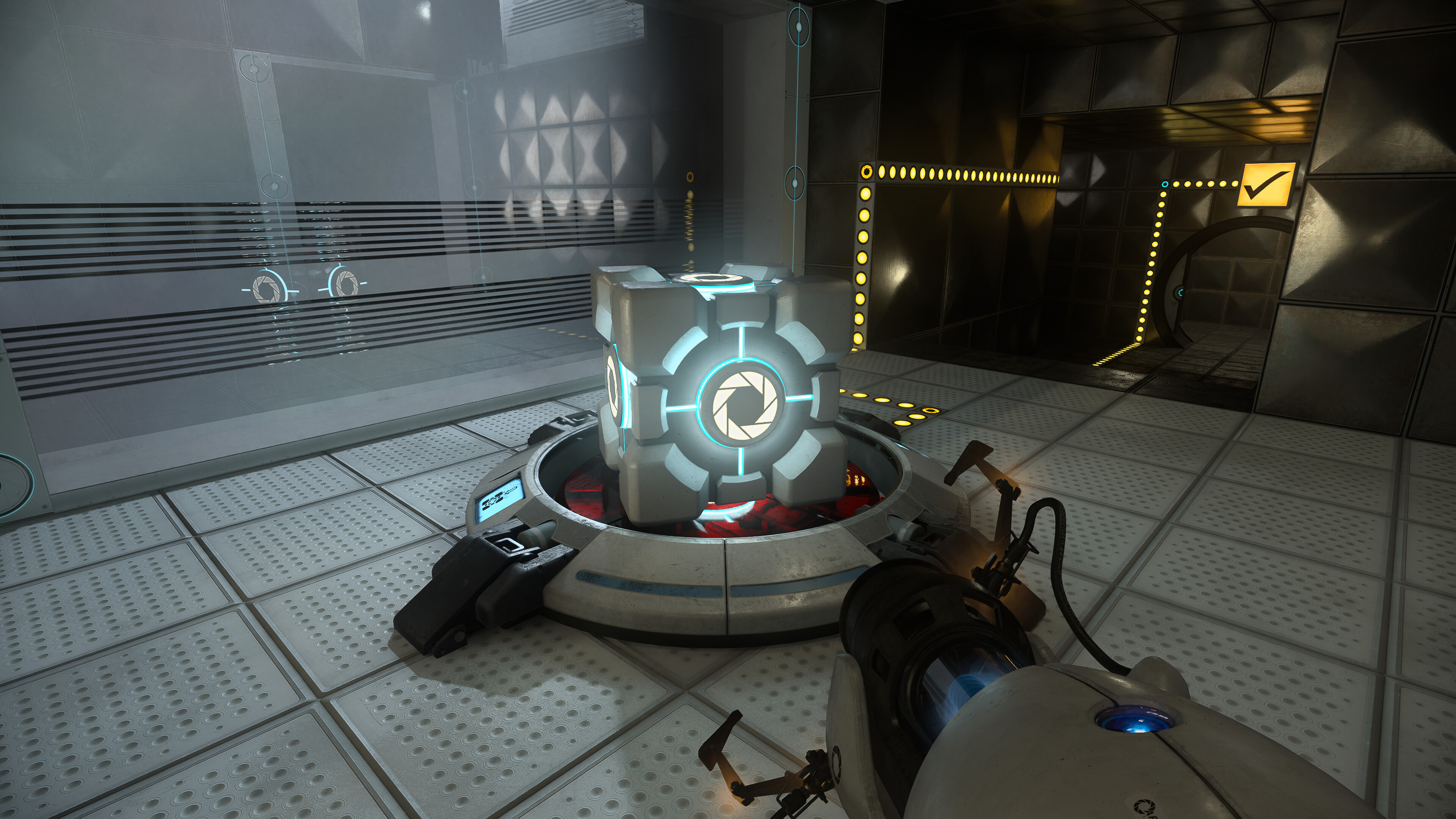 Portal with RTX screenshot: realistic, first-person, no outlines, realistic lighting (environment)