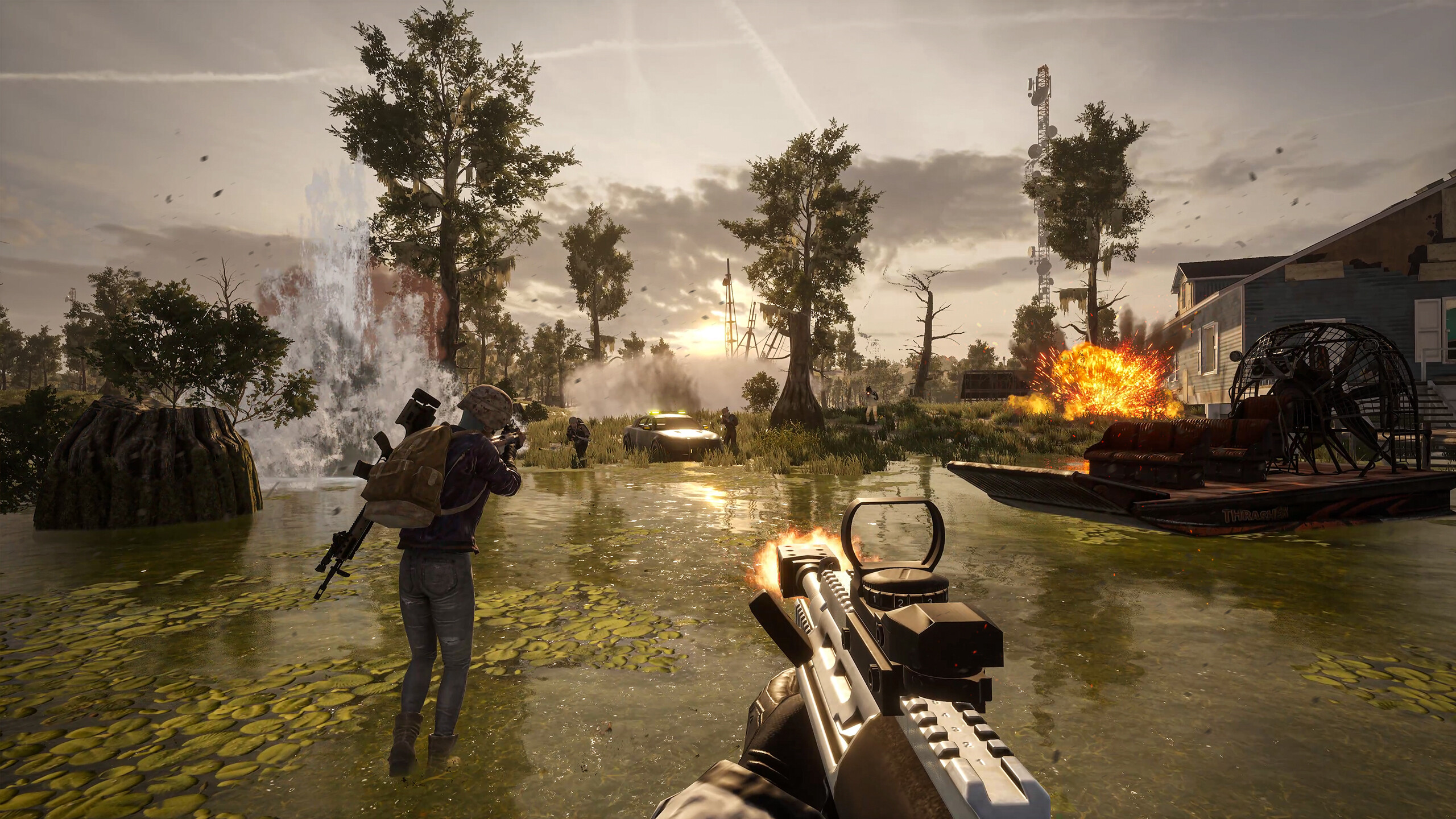 PUBG: BATTLEGROUNDS screenshot: realistic, third-person, first-person, no outlines, realistic lighting (environment, combat)