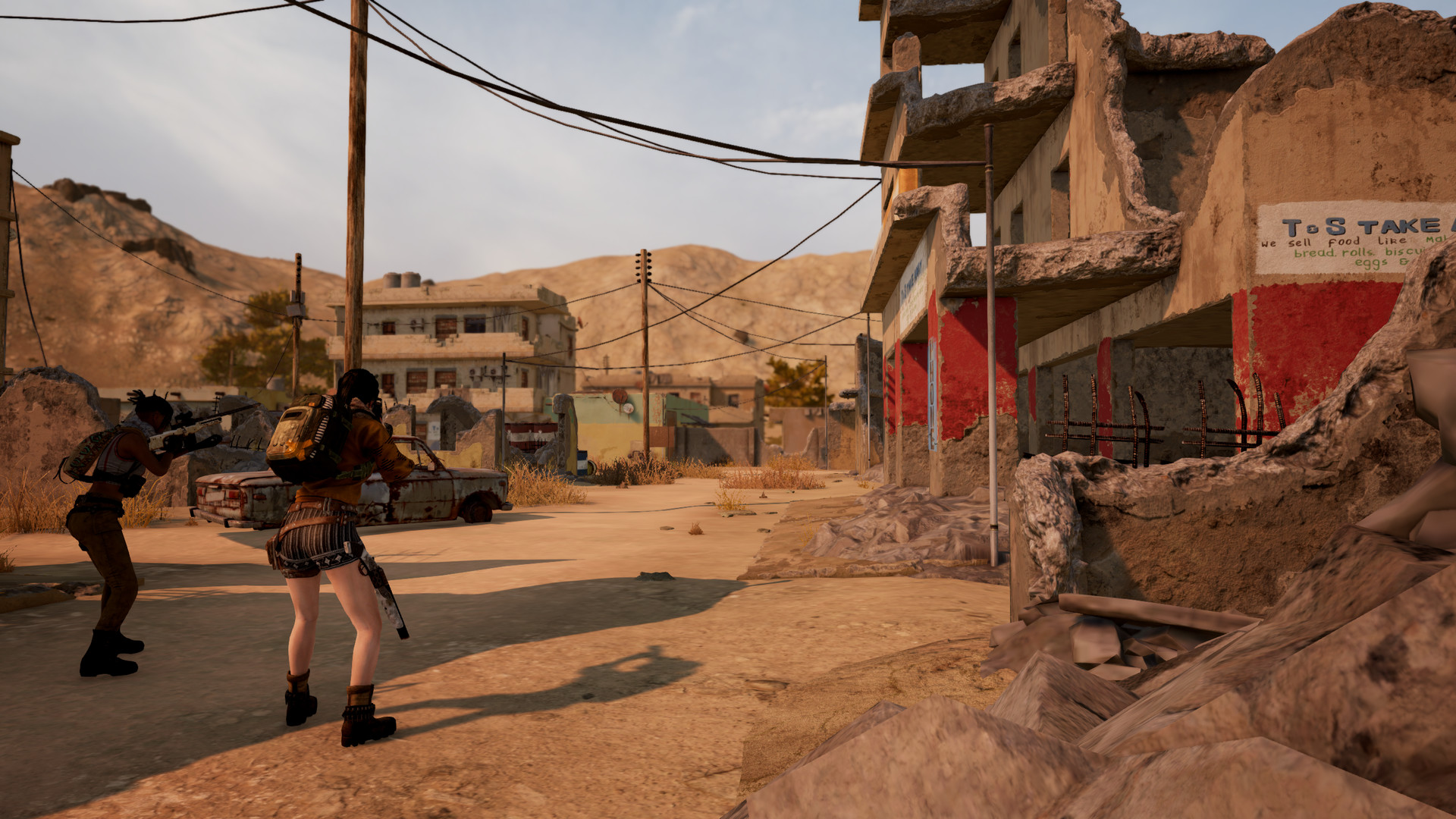 PUBG: BATTLEGROUNDS screenshot: realistic, third-person, first-person, no outlines, realistic lighting (environment, character, combat)