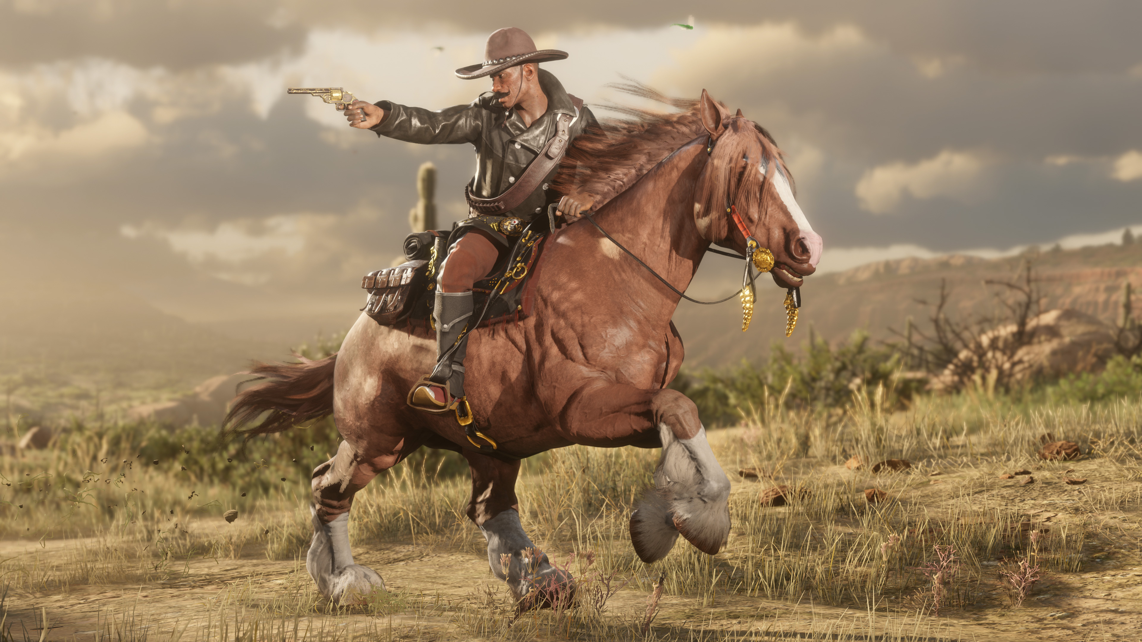 Red Dead Online screenshot: realistic, third-person, no outlines, realistic lighting (character, combat)