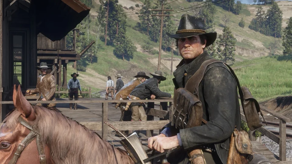 Red Dead Redemption 2 screenshot: realistic, third-person, realistic lighting (character)