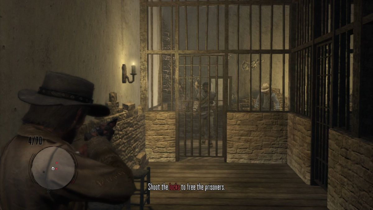 Red Dead Redemption screenshot: realistic, third-person, no outlines, realistic lighting (environment, character, combat)