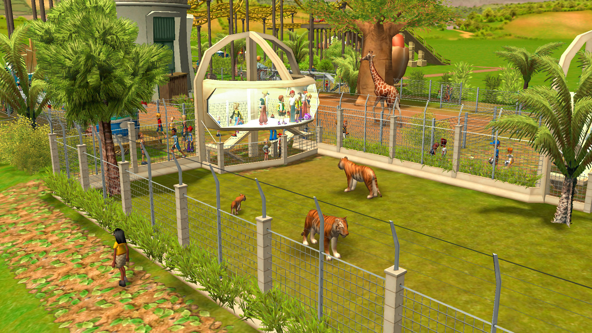 RollerCoaster Tycoon 3: Complete Edition screenshot: stylized 3d, three-quarter, no outlines, soft gradient (environment)