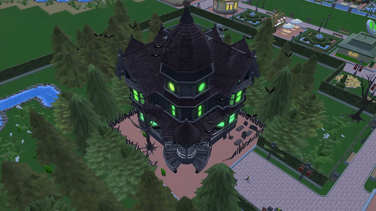 RollerCoaster Tycoon Adventures Deluxe screenshot: stylized 3d, three-quarter, no outlines, soft gradient (environment)