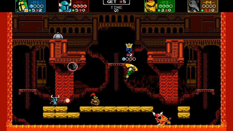 Shovel Knight screenshot: pixel art, side-scrolling, black outlines, flat / unlit (environment)