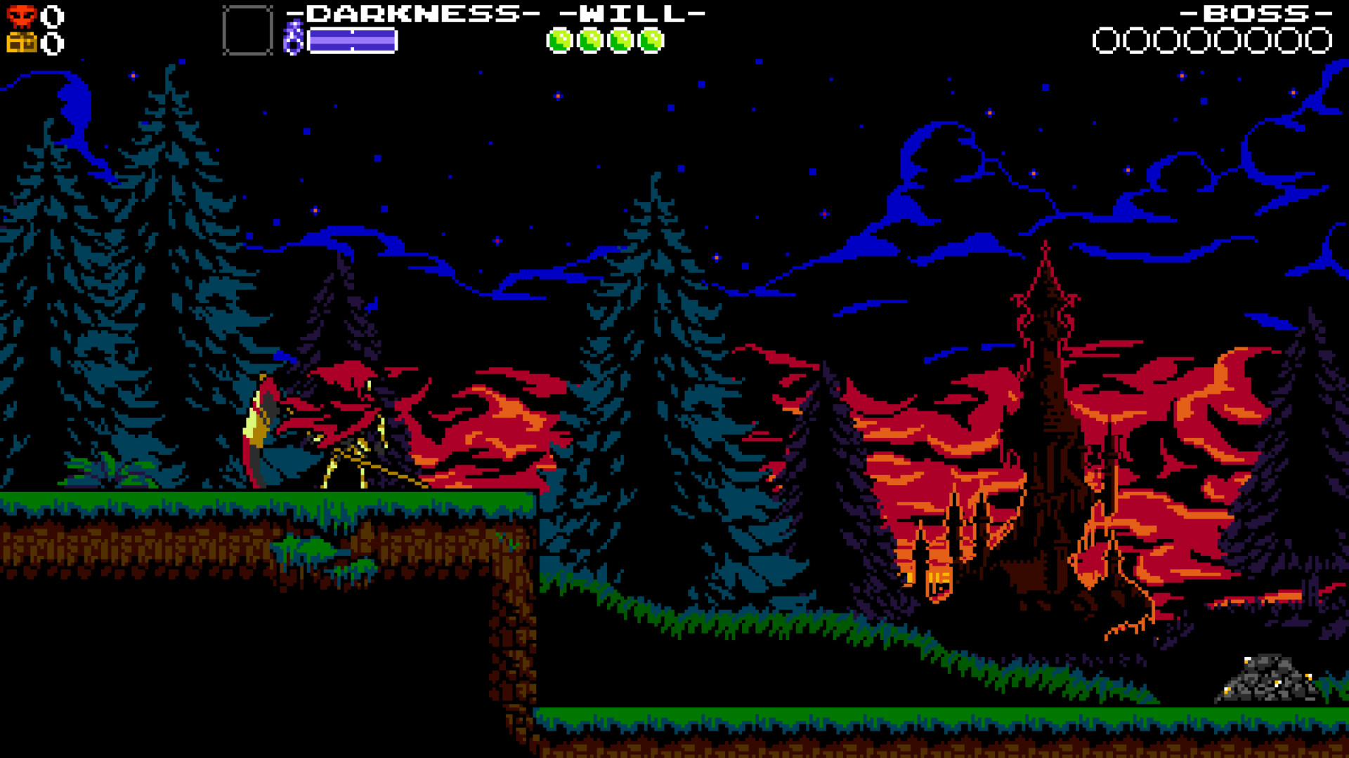 Shovel Knight: Specter of Torment screenshot: pixel art, side-scrolling, black outlines (environment)