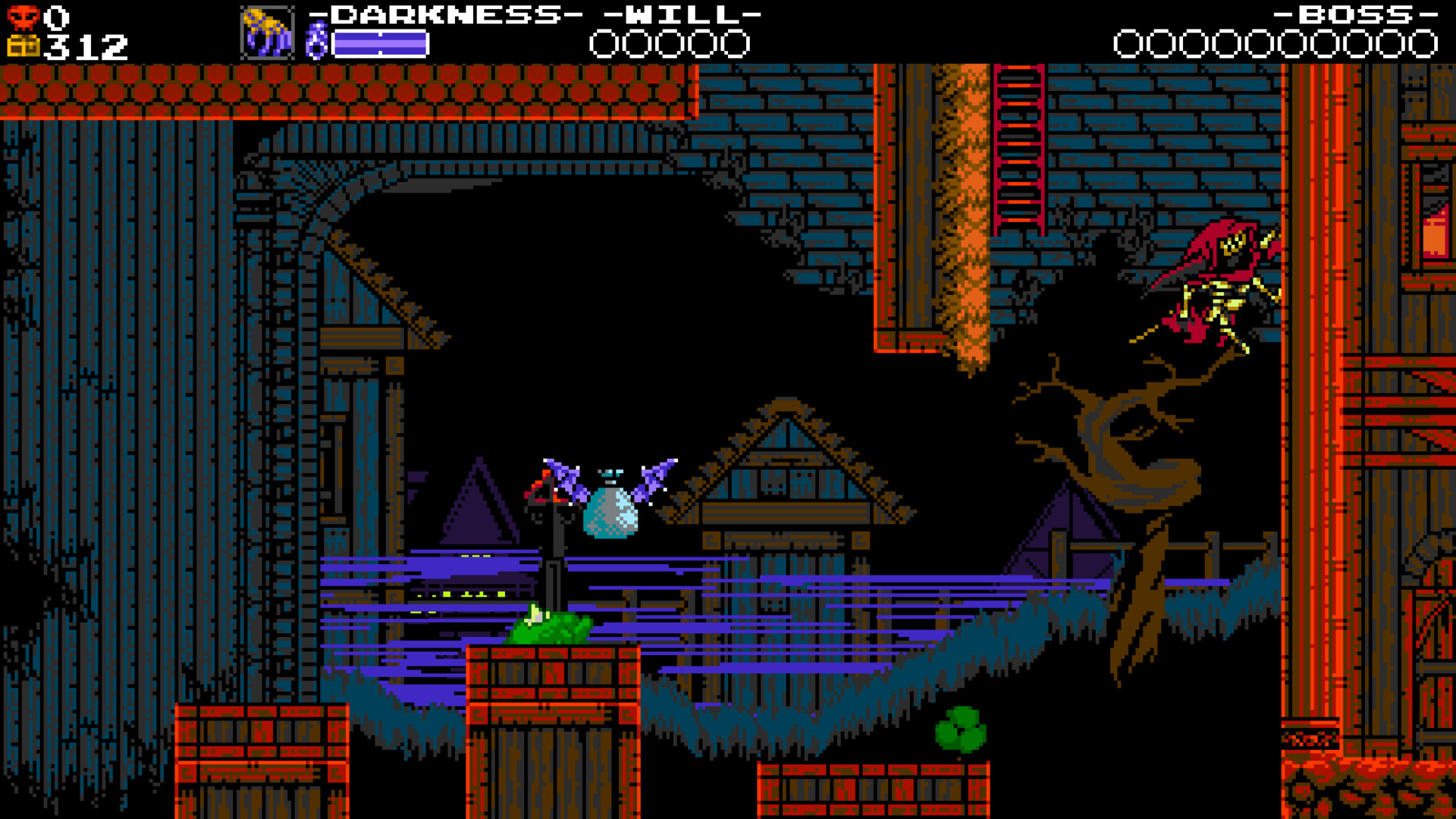 Shovel Knight: Specter of Torment screenshot: pixel art, side-scrolling, black outlines (environment)
