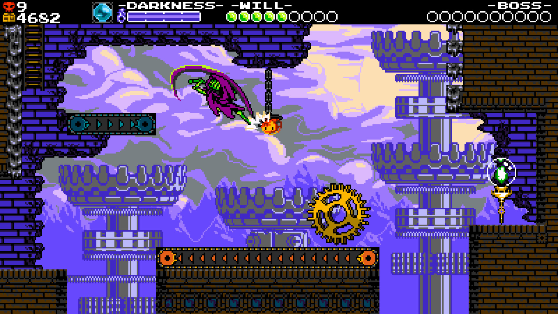 Shovel Knight: Specter of Torment screenshot: pixel art, side-scrolling, black outlines (environment)