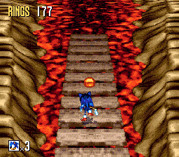 Sonic 3D Blast screenshot: pre-rendered, pixel art, isometric, baked lighting (environment)