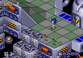 Sonic 3D Blast screenshot: pre-rendered, pixel art, isometric, baked lighting (environment)