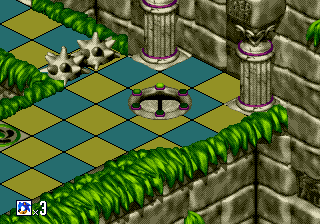 Sonic 3D Blast screenshot: pre-rendered, pixel art, isometric, baked lighting (environment)