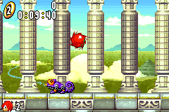 Sonic Advance screenshot: pixel art, side-scrolling, colored outlines, dithered shading (environment, character)