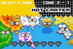Sonic Advance 2 screenshot: pixel art, side-scrolling, colored outlines, dithered shading (ui / menu)