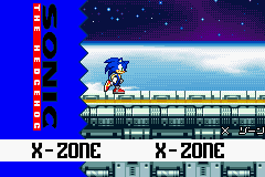 Sonic Advance screenshot: pixel art, side-scrolling, colored outlines, dithered shading (environment, character, cutscene)