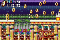 Sonic Advance screenshot: pixel art, side-scrolling, colored outlines, dithered shading (environment)