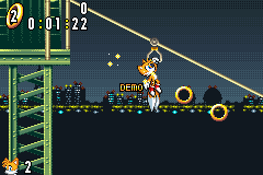 Sonic Advance screenshot: pixel art, side-scrolling, colored outlines, dithered shading (environment, character)
