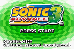 Sonic Advance 3 screenshot: pixel art, side-scrolling, black outlines, dithered shading (ui / menu)