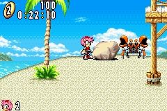 Sonic Advance screenshot: pixel art, side-scrolling, colored outlines, dithered shading (environment, character)