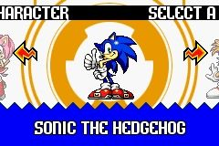 Sonic Advance screenshot: pixel art, side-scrolling, colored outlines, dithered shading (ui / menu, character)