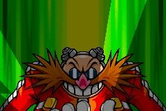 Sonic Advance screenshot: pixel art, side-scrolling, colored outlines, dithered shading (character, cutscene)