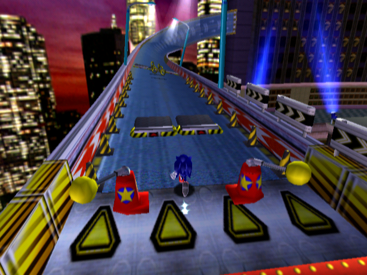 Sonic Adventure screenshot: stylized 3d, third-person, no outlines, soft gradient (environment, character)