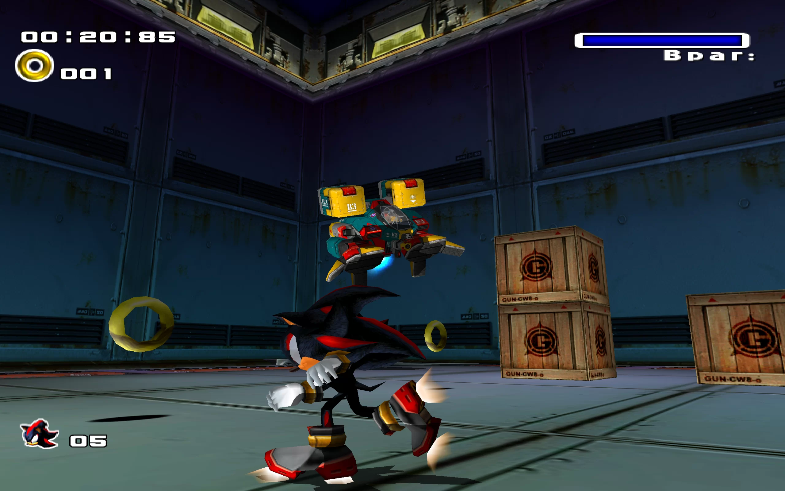 Sonic Adventure 2 screenshot: stylized 3d, third-person, no outlines, soft gradient (environment, character, combat)
