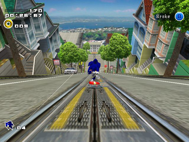 Sonic Adventure 2 screenshot: stylized 3d, third-person, no outlines, soft gradient (environment, character)