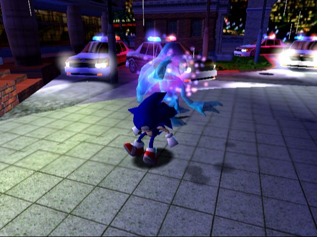 Sonic Adventure screenshot: stylized 3d, third-person, no outlines, soft gradient (environment, character, cutscene)