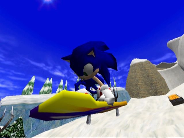 Sonic Adventure screenshot: stylized 3d, third-person, no outlines, soft gradient (environment, character)