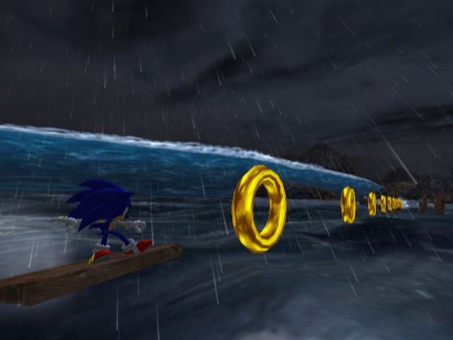 Sonic and the Secret Rings screenshot: stylized 3d, third-person, no outlines, soft gradient (environment, character)