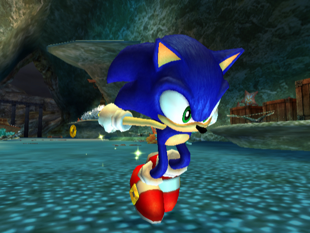 Sonic and the Secret Rings screenshot: stylized 3d, third-person, no outlines, soft gradient (environment, character)