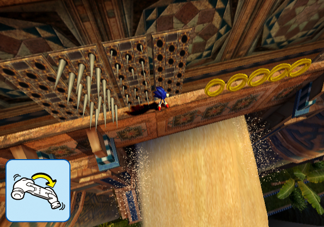 Sonic and the Secret Rings screenshot: stylized 3d, third-person, no outlines, soft gradient (environment, character)