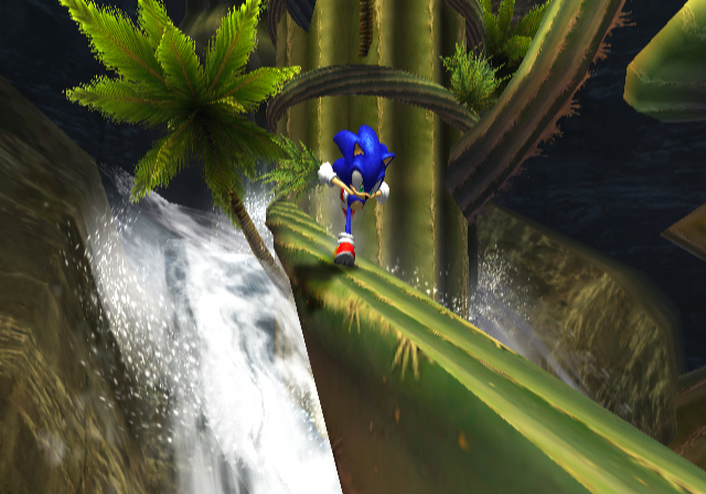 Sonic and the Secret Rings screenshot: stylized 3d, third-person, no outlines, soft gradient (environment, character)