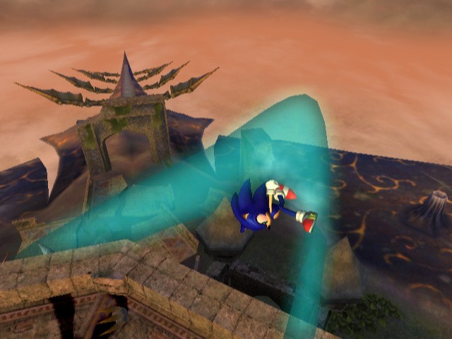 Sonic and the Secret Rings screenshot: stylized 3d, third-person, no outlines, soft gradient (environment, character)