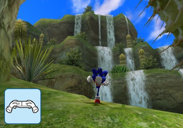 Sonic and the Secret Rings screenshot: stylized 3d, third-person, no outlines, soft gradient (environment, character)